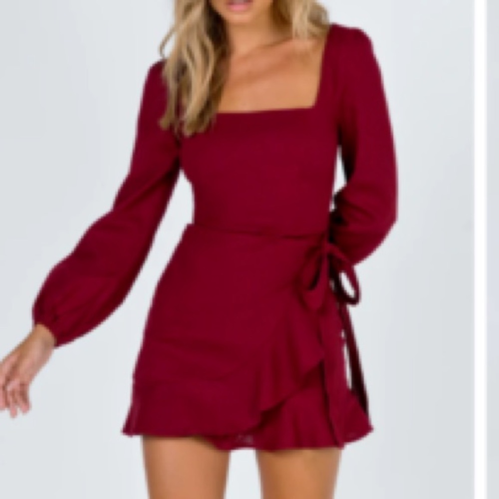 Princess Polly Maroon Wrap Dress